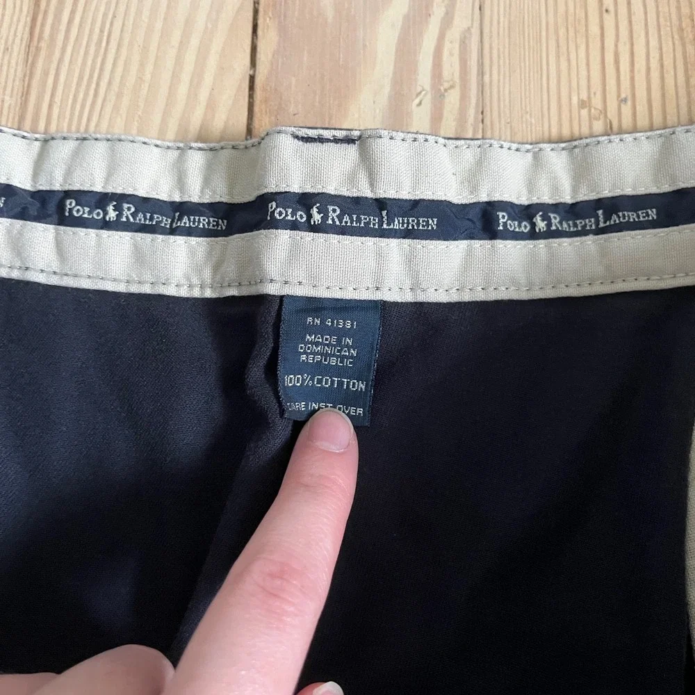 Polo Ralph Lauren Andrew Pant Men 40x34 Navy Blue Double Pleated Cotton Chinos
